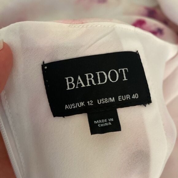 Bardot Cream & Purple Cowl Neck Satin Midi Slip Dress Size 8 - Picture 9 of 12